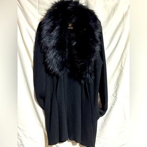 MICHAEL Michael Kors Wool Blend Detachable Fur Collar Cardigan - Size M